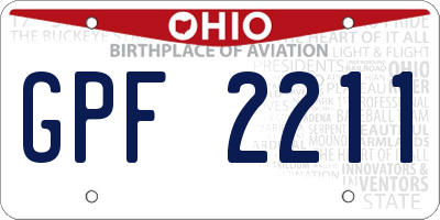 OH license plate GPF2211