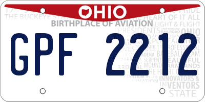 OH license plate GPF2212