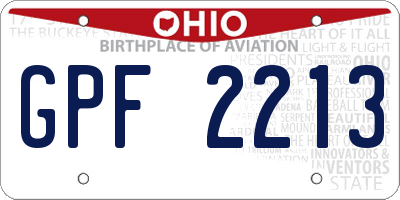 OH license plate GPF2213