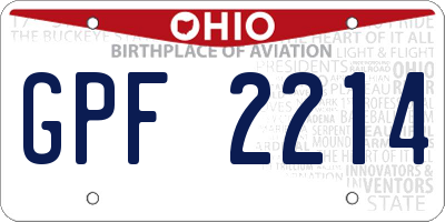 OH license plate GPF2214