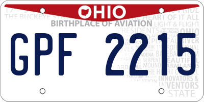 OH license plate GPF2215