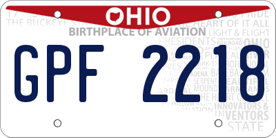 OH license plate GPF2218