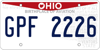 OH license plate GPF2226