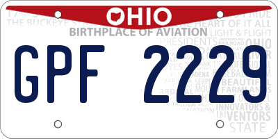 OH license plate GPF2229