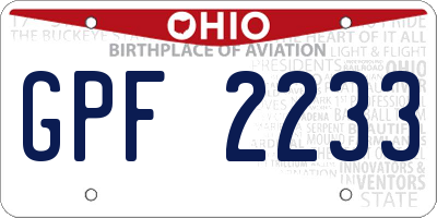 OH license plate GPF2233