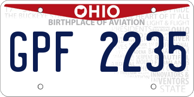 OH license plate GPF2235