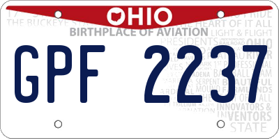 OH license plate GPF2237