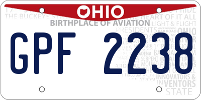 OH license plate GPF2238