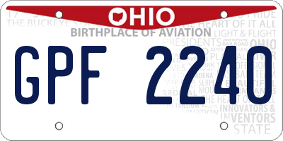 OH license plate GPF2240