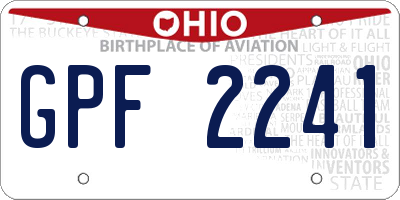 OH license plate GPF2241