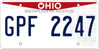 OH license plate GPF2247