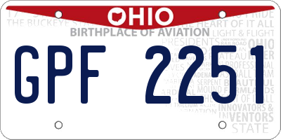 OH license plate GPF2251
