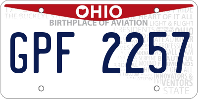 OH license plate GPF2257