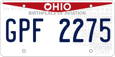 OH license plate GPF2275