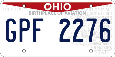 OH license plate GPF2276