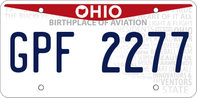 OH license plate GPF2277