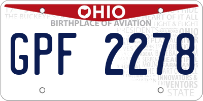 OH license plate GPF2278