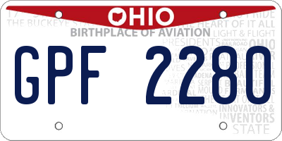 OH license plate GPF2280