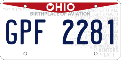 OH license plate GPF2281