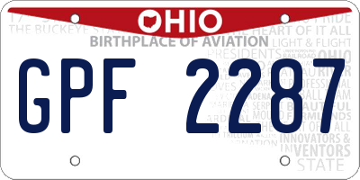 OH license plate GPF2287