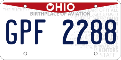 OH license plate GPF2288