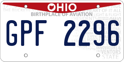 OH license plate GPF2296