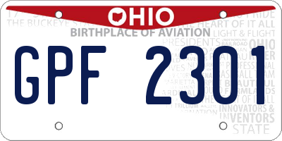 OH license plate GPF2301