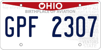 OH license plate GPF2307