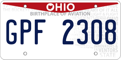 OH license plate GPF2308