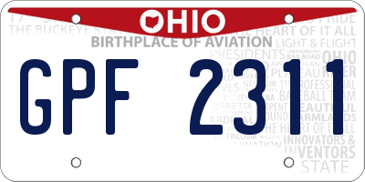 OH license plate GPF2311