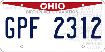 OH license plate GPF2312