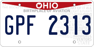 OH license plate GPF2313
