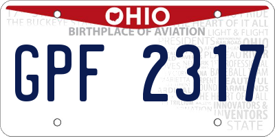 OH license plate GPF2317