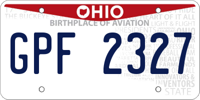 OH license plate GPF2327