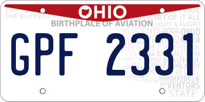 OH license plate GPF2331