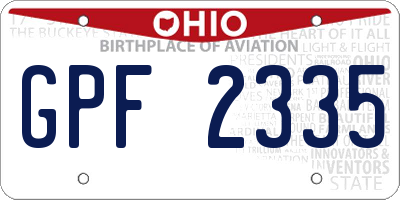 OH license plate GPF2335