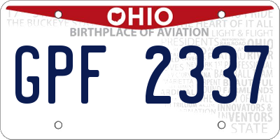 OH license plate GPF2337