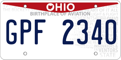 OH license plate GPF2340