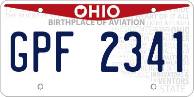 OH license plate GPF2341