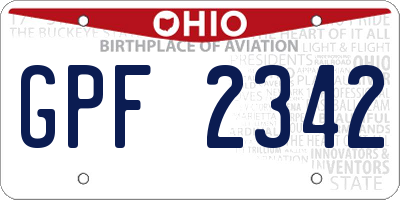 OH license plate GPF2342