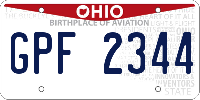 OH license plate GPF2344