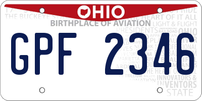OH license plate GPF2346
