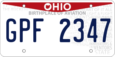 OH license plate GPF2347
