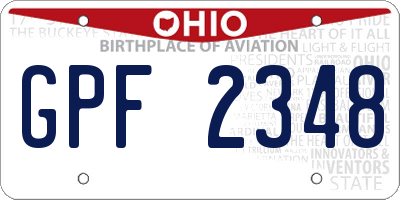 OH license plate GPF2348