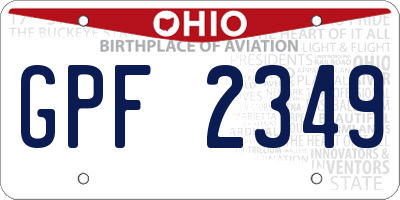 OH license plate GPF2349