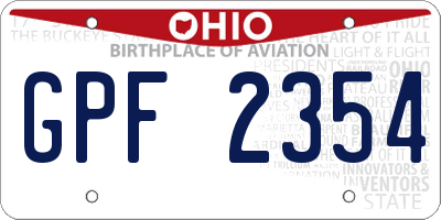 OH license plate GPF2354