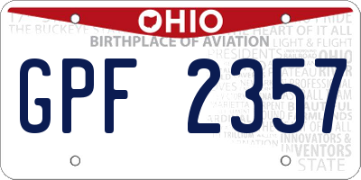 OH license plate GPF2357