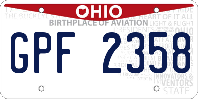 OH license plate GPF2358