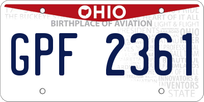 OH license plate GPF2361