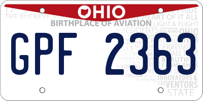 OH license plate GPF2363